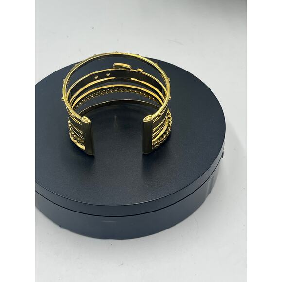 Michael Kors Heritage Astor Collection Frozen Open Layered Stacked Cuff Bracelet - Picture 9 of 10